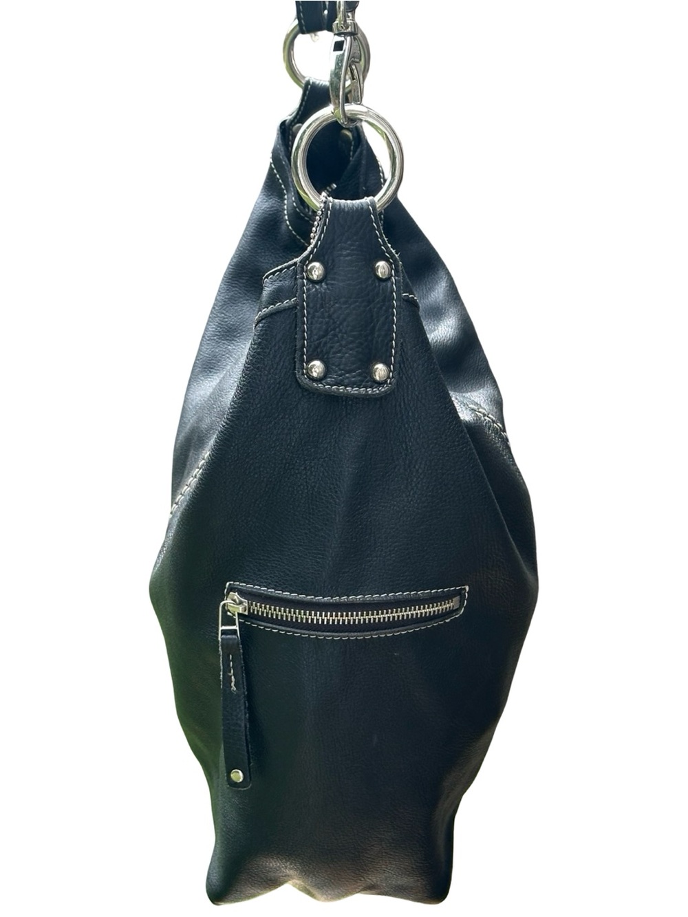 Vintage Roots Black Leather Slouchy Hobo Crossbody Bag - Picture 5 of 16